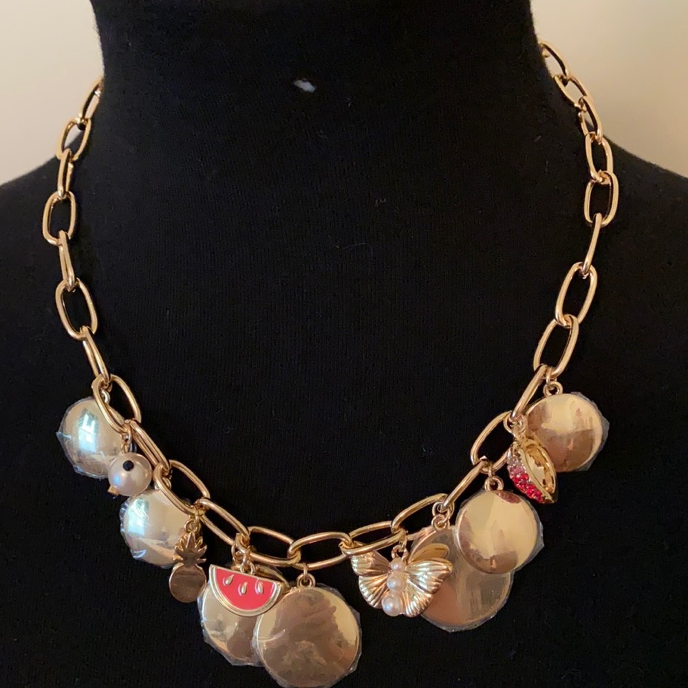 CROWN & IVY Statement Charm & Disc Necklace - Picture 2 of 4